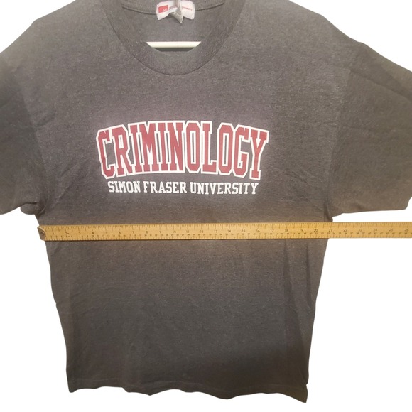 Simon Fraser University Criminology SFU Gray T Shirt Large Graphic Spellout Tee - Picture 4 of 7